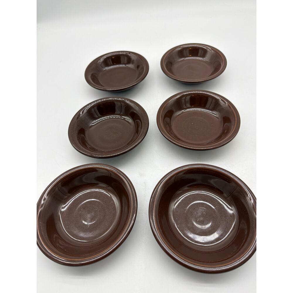 6‎ HOMER LAUGHLIN FIESTA CHOCOLATE BROWN FRUIT DESSERT BOWLS 5 3/8"